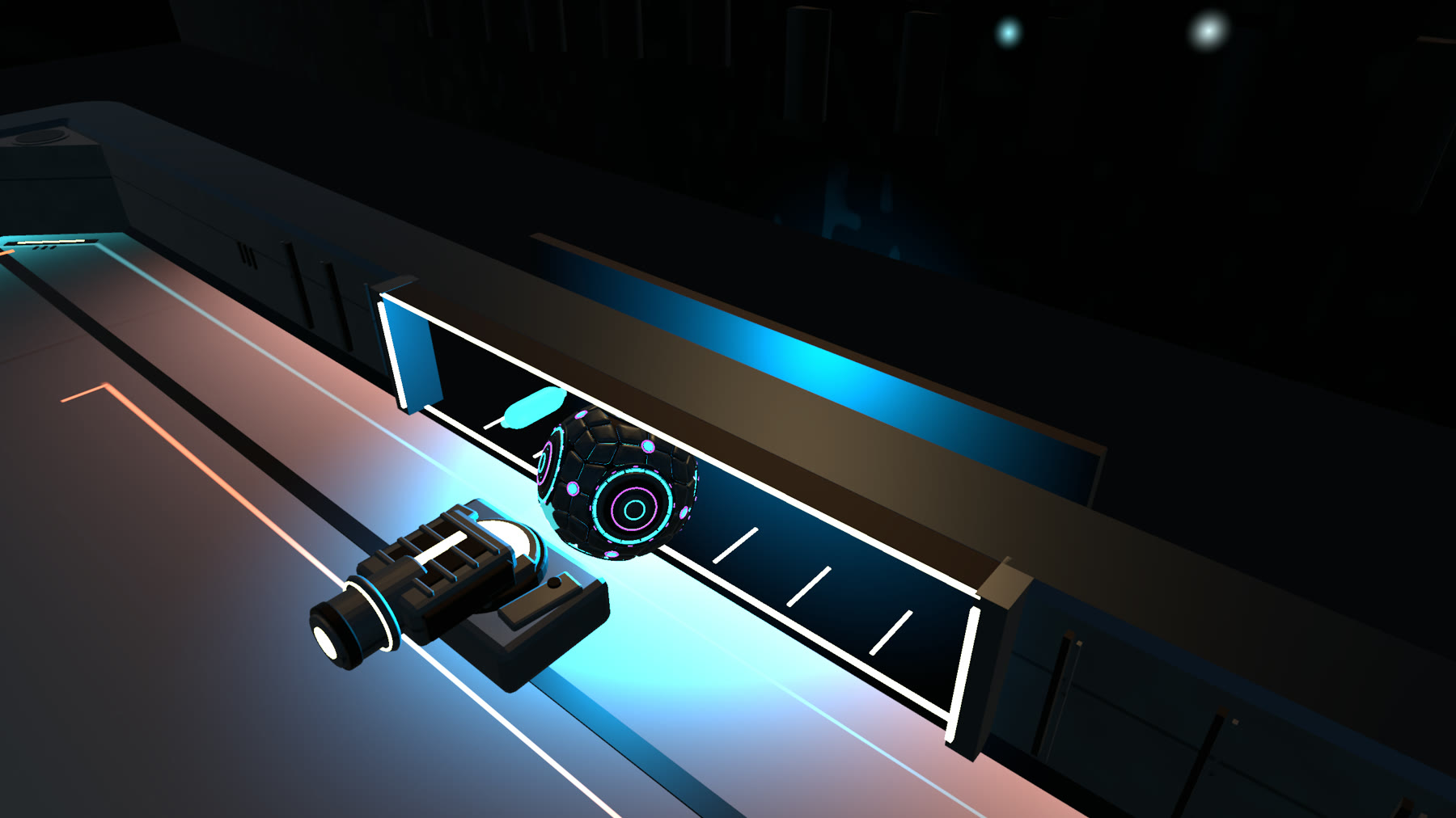Punkball ball entering a cyan goal
